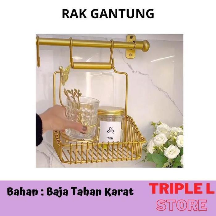 Rak Gantung Rak Bumbu Dapur Gantungan Dapur Mewah Gold / Hitam(PO)