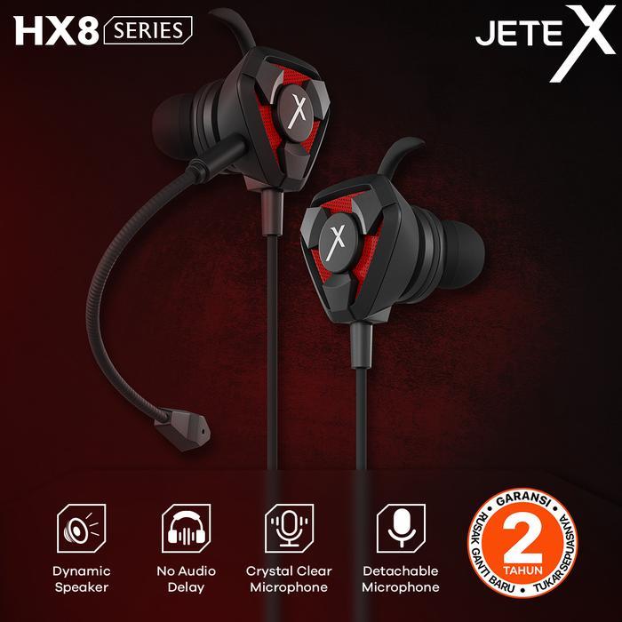 Jete-X Hx8 Headset Gaming Kabel Earphone Earbuds Microphone No Audio Delay Detachable Mic - Garansi