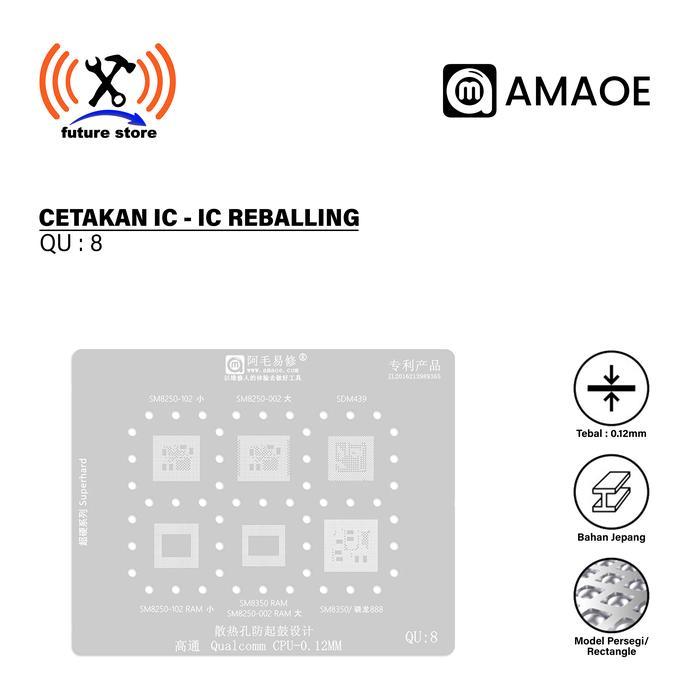 Amaoe QU 8 Cetakan IC BGA Reballing Stencil For SM8350 SDM439 SM8250 102/002 For Qualcomm Snapdragon