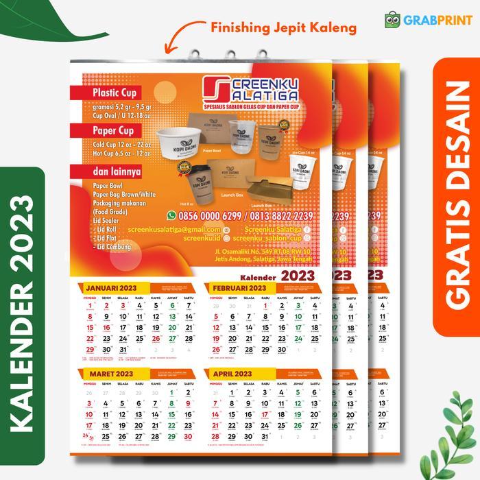 "New" Kalender Dinding 2026 Custom 3 Lembar Jumbo Cetak Murah Gratis Desain