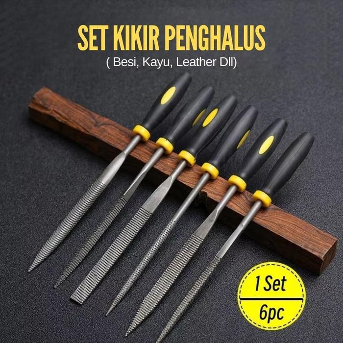 Set 6 Pcs Kikir Kayu Besi Kecil Perkakas Penghalus Steel 3mm 14cm