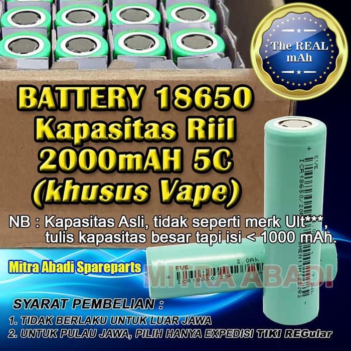 NEWW Li-ion Battery Baterai ICR 18650 2000 mAh 2Ah 5C Vape