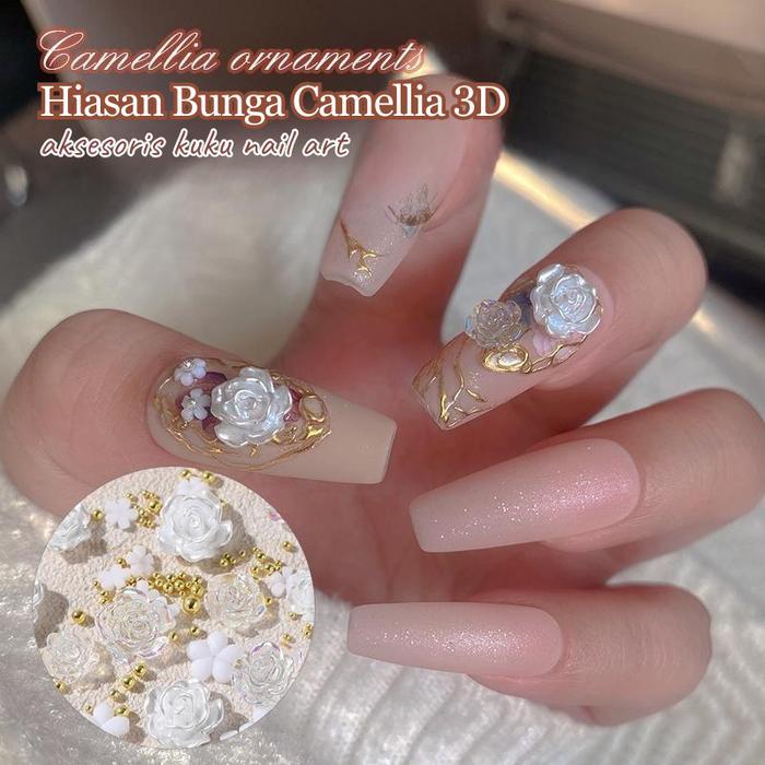 Beauty Orname Mutiara Berlian Imitasi 3d Bahan Metal Gaya Jepang Untuk Dekorasi Nail Art Polish