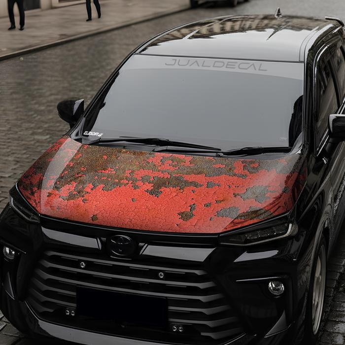 Stiker Kap Mesin Mobil Universal Motif Karat Car Hood Decal Premium Printing Anti Gores