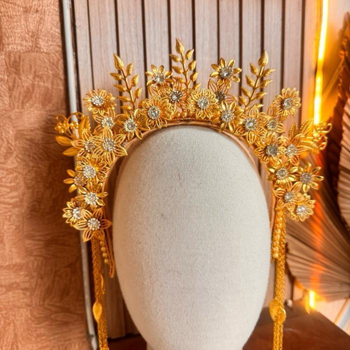 Mahkota indira sunting bunga kekinian/ mahkota pengantin /mahkota tari/ mahkota carnival /mahkota