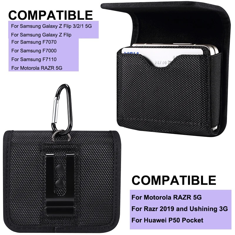 PROMO HARI INI  Fashion Waist Bag Oxford Cloth Pouch for Samsung Galaxy Z Flip 4 3 5G Case Belt Clip