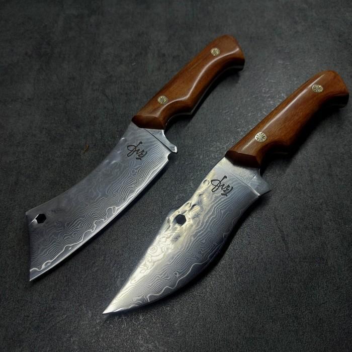 terlaris, best seller Pisau Outdoor Survival Full Tang Damascus Blade 100% ori