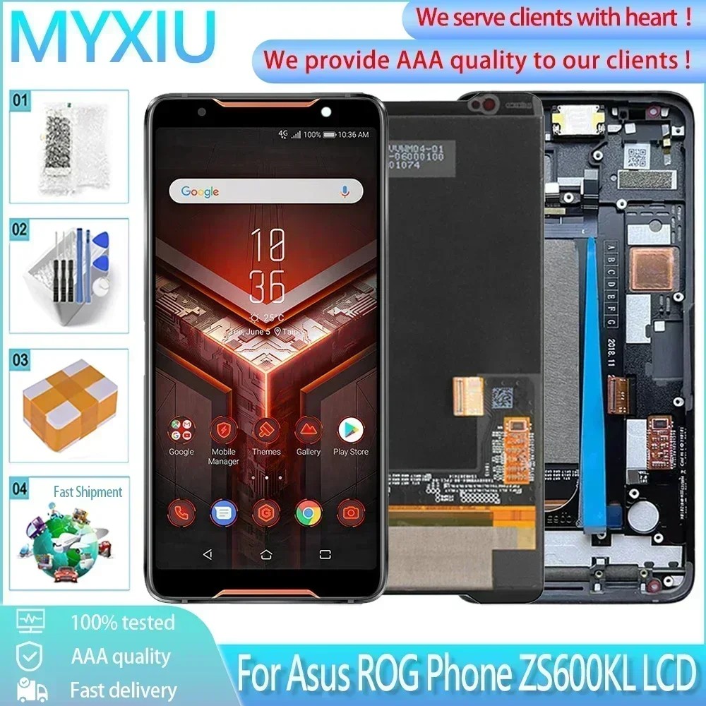 6.0" Original ZS600KL Display For ASUS ROG 1 Phone ZS600KL LCD Z01QD AMOLED Display Touch Screen