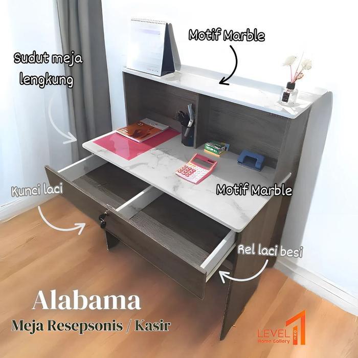 Alabama Meja Kasir 80 X 40 Meja Resepsionis Meja Kantor Minimalis Estetik Multifungsi Dengan Drawer