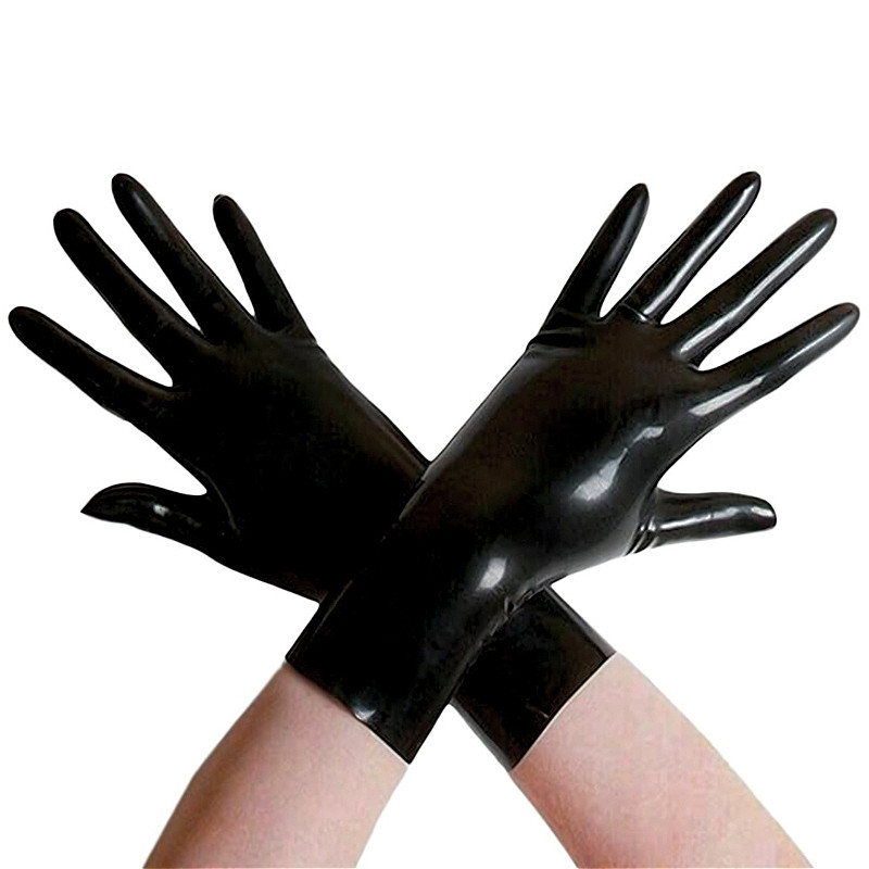 Latex Adult Sexy Gloves Shiny Erotic Seamless Mittens Gloves Five Fingers Black Lingerie Clubwear