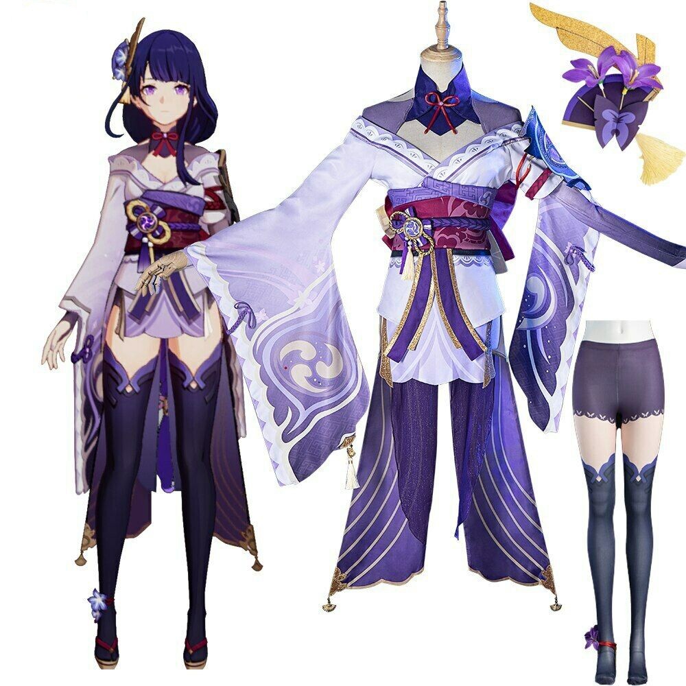 Game Genshin Impact Raiden Shogun Cosplay Costume Baal Wig Beelzebul Cosplay Costume Sexy Women