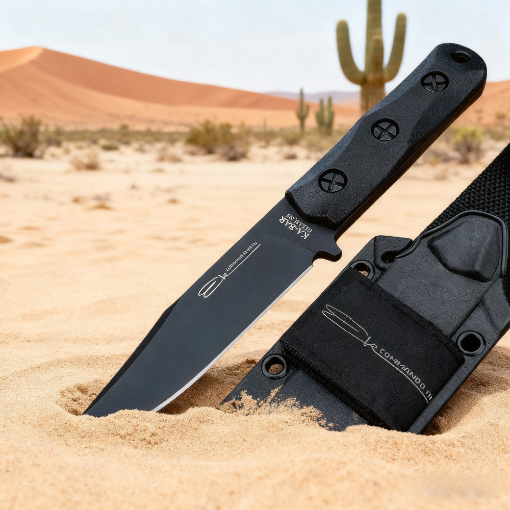 KA-BAR EK50 Tactical Hunting Fixed Blade Knife, 8Cr13Mov Blade with Nylon Fiber Handle & Sheath for