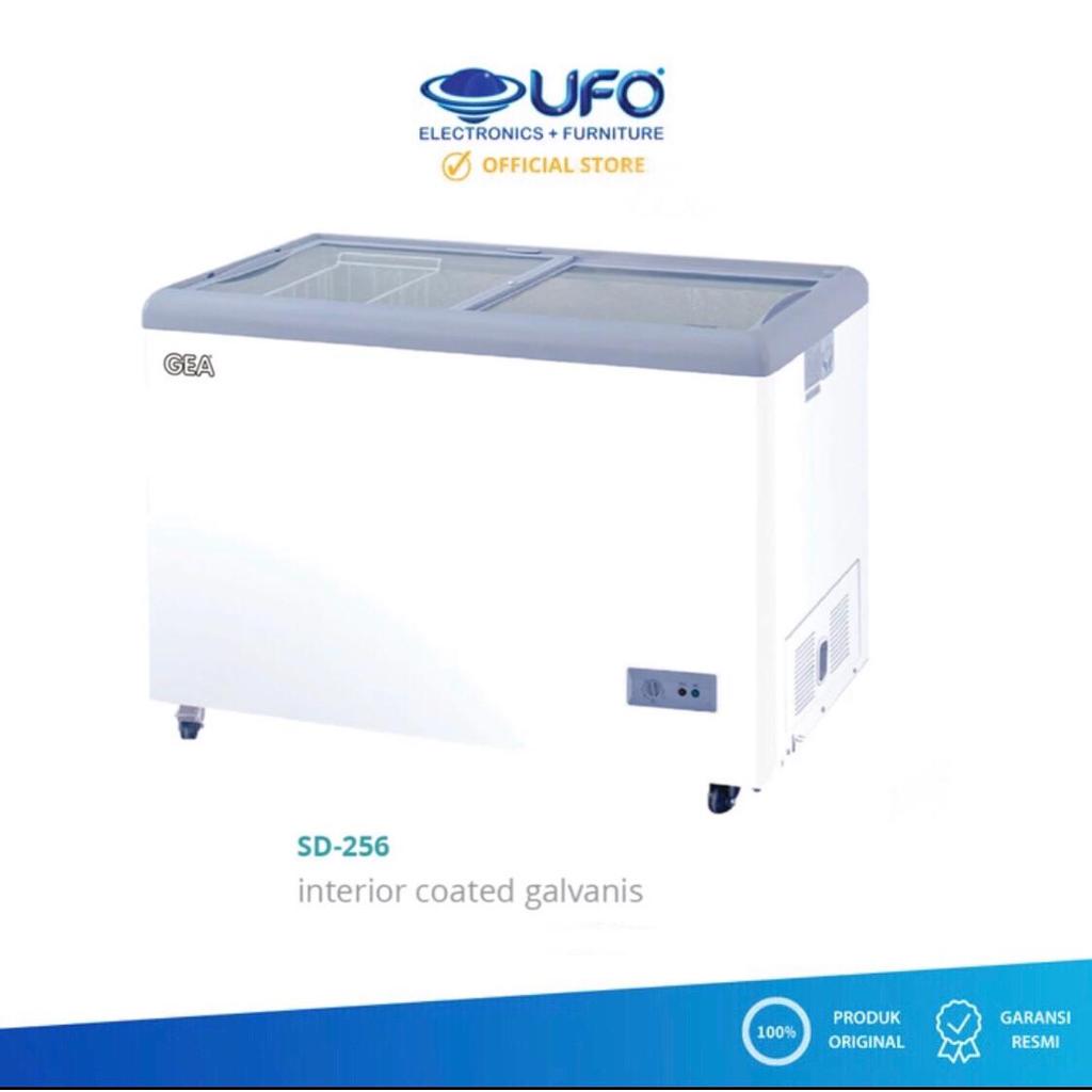 CHEST FREEZER BOX SLIDING FLAT GLASS GEA SD-256 FREEZER ES KRIM