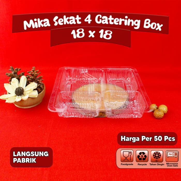 MIKA PLASTIK SEKAT 4 BOX CATERING NASI 18 / 1 SET ISI 50 PCS PREMIUM
