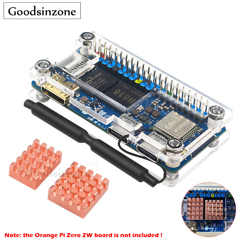Acrycli Case with Copper Heatsink Kit for Orange Pi Zero 2W , Orange Pi Zero 2W Case,Cooling Heat