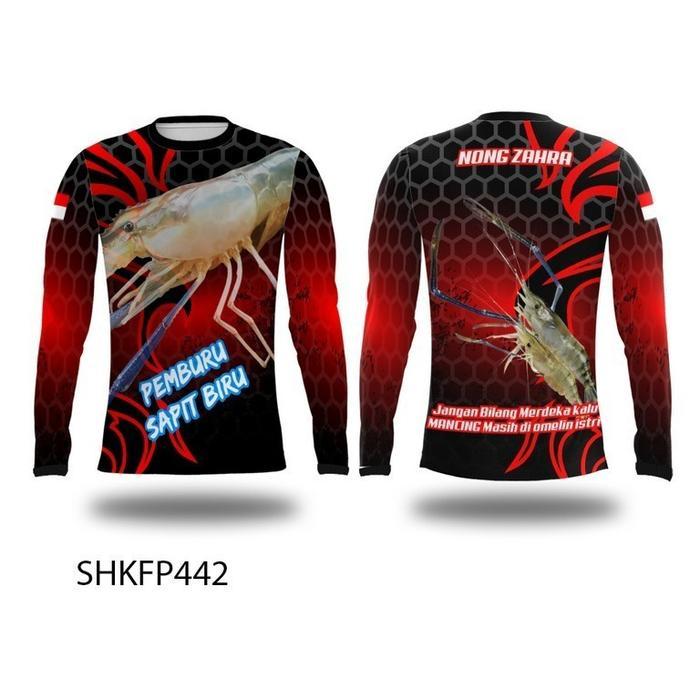 ASLI Kaos Baju Jersey jersy mancing fishing mania liar Udang sapit birU READY STOCK