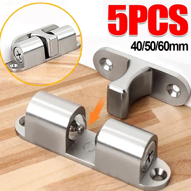 5/1Pcs Furniture Door Ball Latch Brass Double Roller Spring Ball Catch Latches Cabinet Closet Door