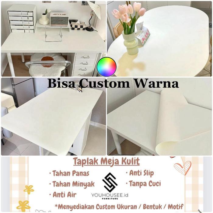 Taplak Meja Polos Putih White/Alas Meja Kulit/Taplak Meja Bulat/Taplak Meja Panjang/Taplak Meja