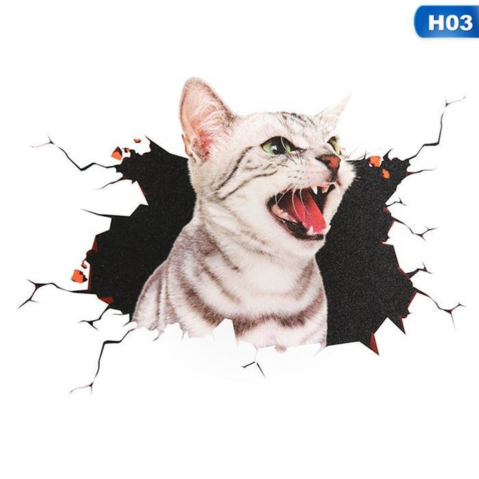 Top Stiker dinding gambar Kucing 3D sticker binatang lucu aksesoris hiasan motor mobil cutting