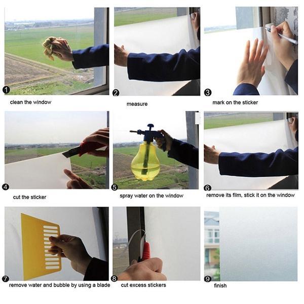 "New" Stiker kaca glass sticker sandblast sunblast lebar 90cm motif kotak