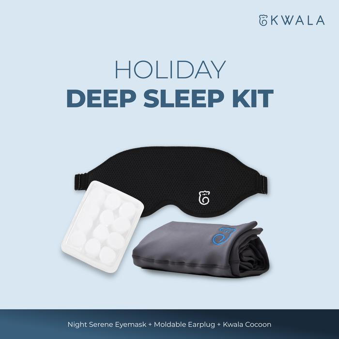 KWALA Holiday Deep Sleep Kit Eyemask Penutup Mata Tidur 100% Block Light Sleeping Mask Earplug