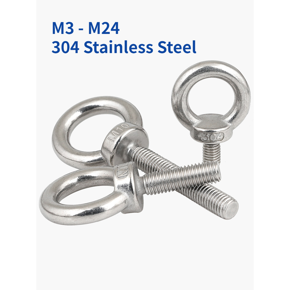 M3 M4 M5 M6 M8 M10-M24 304 Stainless Steel Eye Bolt Lifting Eye Screw Ring Hooking Screw Marine Ring
