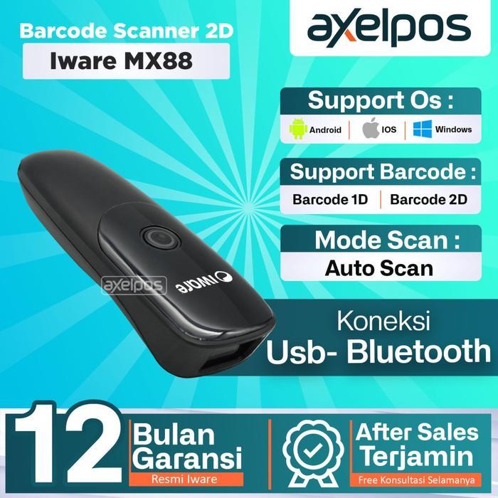 Barcode Scanner Wireless Bluetooth Portable 2D Iware MX88