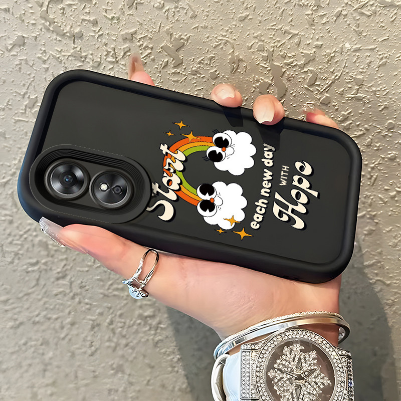 Casing Hp OPPO A17 OPPO A17K Case Casing Lukis Pelangi pola Kasus HP Tangga Langit Mewah Silikon Sof