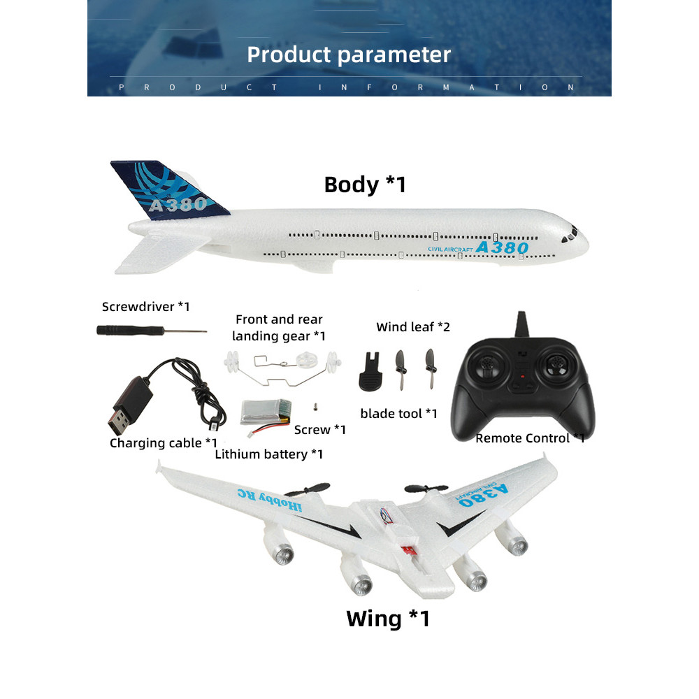 A380 Airplane Airbus RC Airplane Foam Toys 2.4G Glide Fixed Wing RTF Plane Outdoor Toys Drone Modle