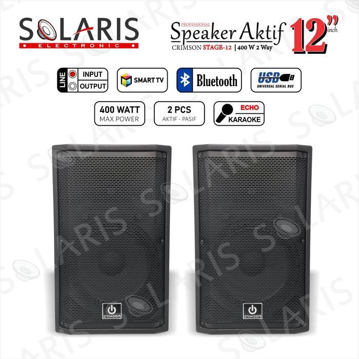 PAKET KOMPLIT SPEAKER AKTIF 12 inch BLUETOOTH CRIMSON STAGE 12