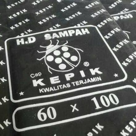 "New" Kantong plastik sampah hitam/hd hitam merk kepik UK 60x100
