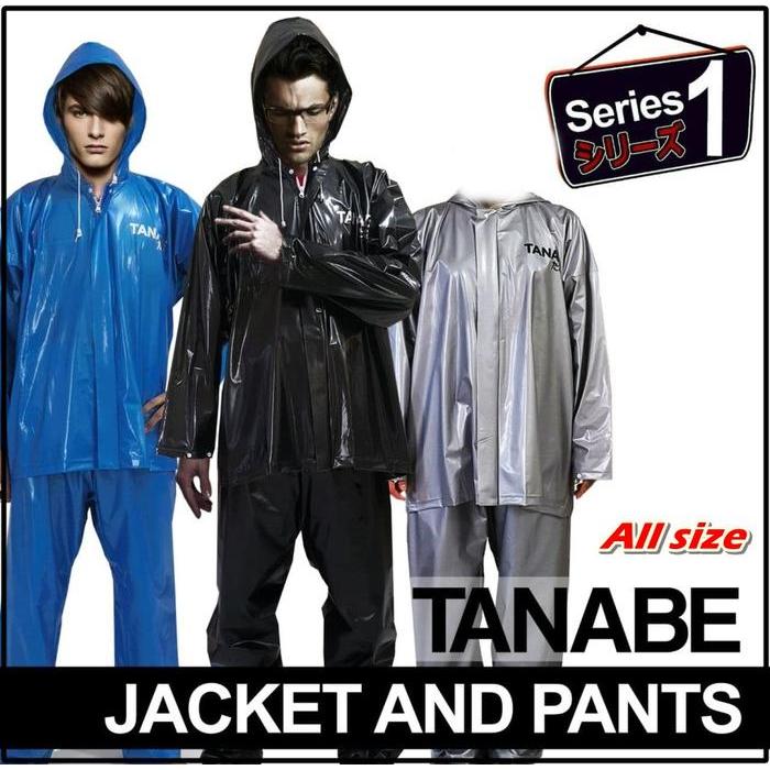 Jas Hujan Pria Dewasa Tanabe Waterproof 100%PVC set jaket jas + celana