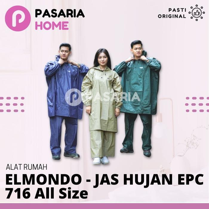 ELMONDO Jas Hujan EPC 716 All Size Setelan Ponco+Celana Mantel One Set Hijau