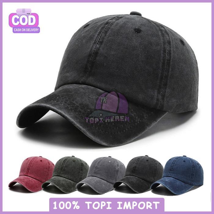 Topi Baseball Jeans Pria Wanita Dewasa Polos Hitam Abu Hijau Merah Sport Cap Gaya Outfit Casual