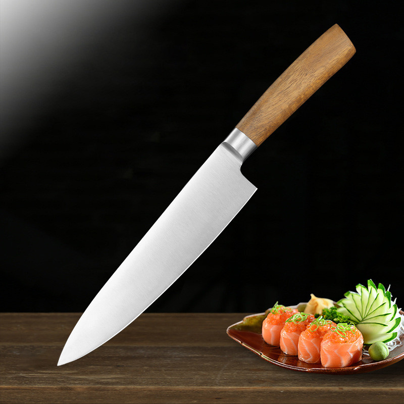 Acacia wood handle 8-inch chef's knife Western style kitchen knife cooking knife 9cr18 steel kitchen