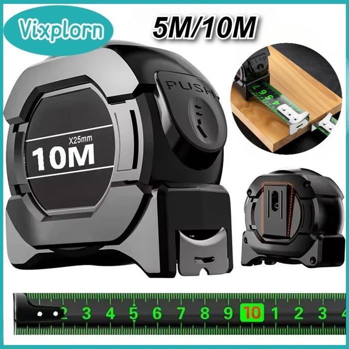 Vixplorn 5/10M Pita Pengukur Baja Meteran Neon Gulung Meteran Pita Pengukur Penggaris Neon