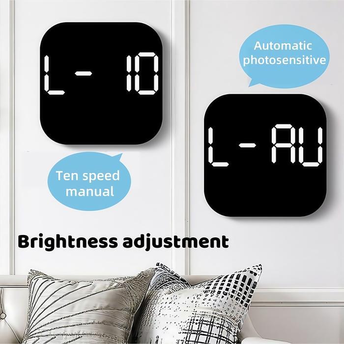 Jam Digital LED Meja & Dinding Alarm, Tanggal, Hari, Suhu, Dimming USB/Baterai