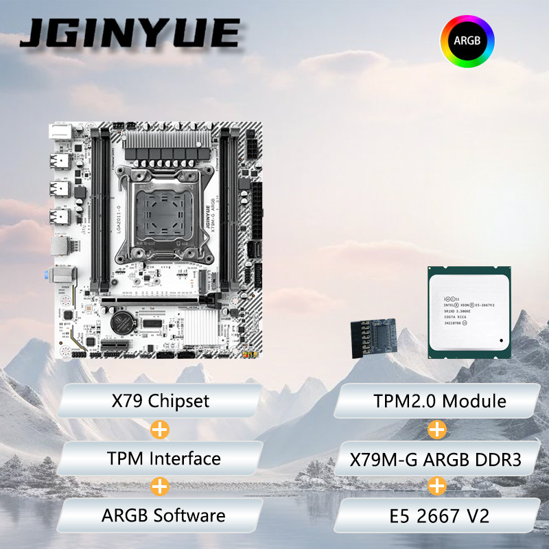 Jginyue X79M-G Motherboard M-Atx O Intel E5 2667 V2 With Tpm2.0 Kit Bundle Ddr3 Diy For Office Home