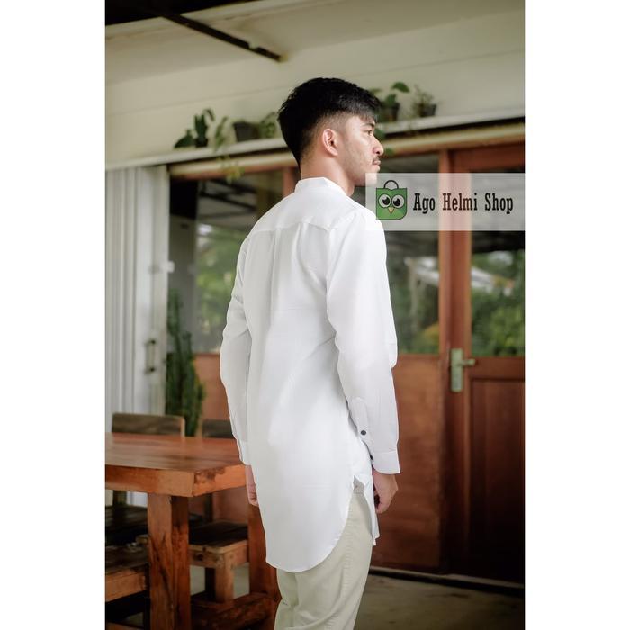 Baju Koko Pria Kemeja Kurta Polos Kurta Pakistan Muslim Putih White