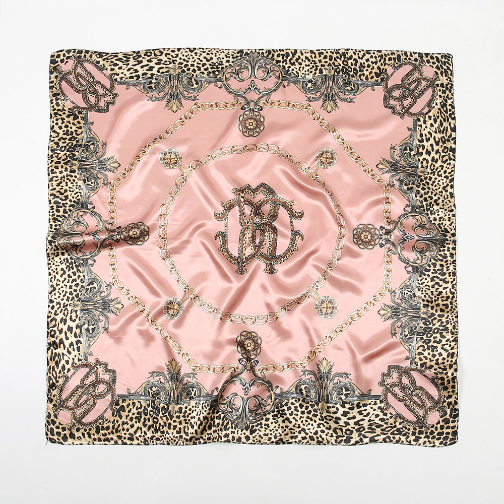 90*90cm Silk Satin Square Scarf Women Leopard Printed Headband Luxury Designers Scarf Handkerchief