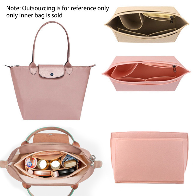 Felt Insert Bag Fits for Longchamp Handbag Felt Liner Bag Makeup Bag Support Travel Portable Purse