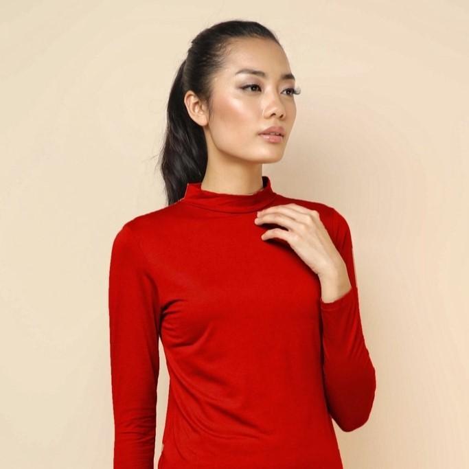 Ini Murah Manset Atasan Lengan Panjang Turtleneck Merah Merdeka 713