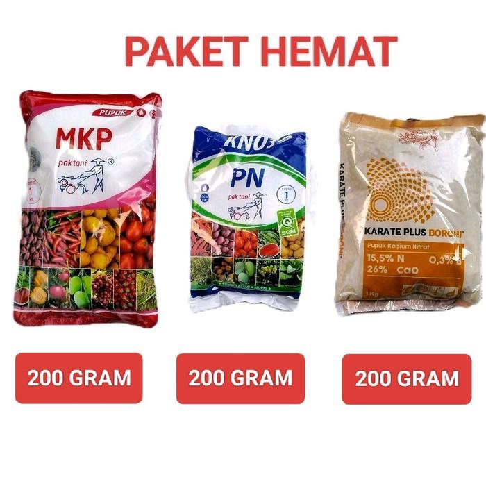 Sale Terlaris Paket Hemat Pupuk Mkp, Kno3 Putih Dan Boron Karate Plus Boroni Masing-Masing 200 Gram