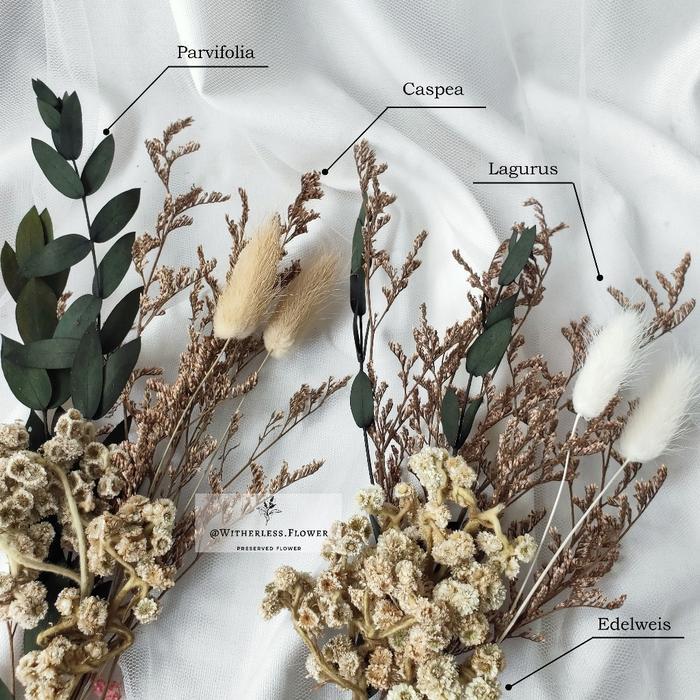Mix Dried & Preserved Flower Mini / Dried Flower Rustic / Bunga Kering / Edelweis Caspea Lagurus