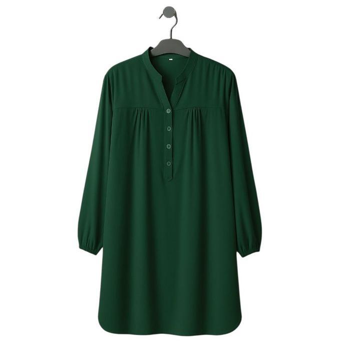 Tunik Wanita Lengan Panjang Katun Viscose Hijau Botol Size L-6L Nyaman Busui Friendly Tunik Polos