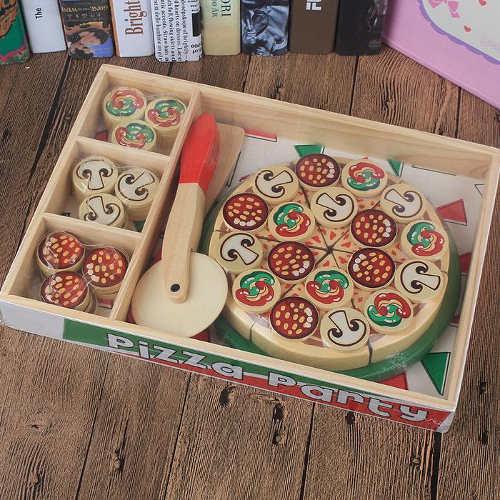 Melissa Doug Wooden Pizza Mainan Edukasi Masak Masakan Kayu Potong