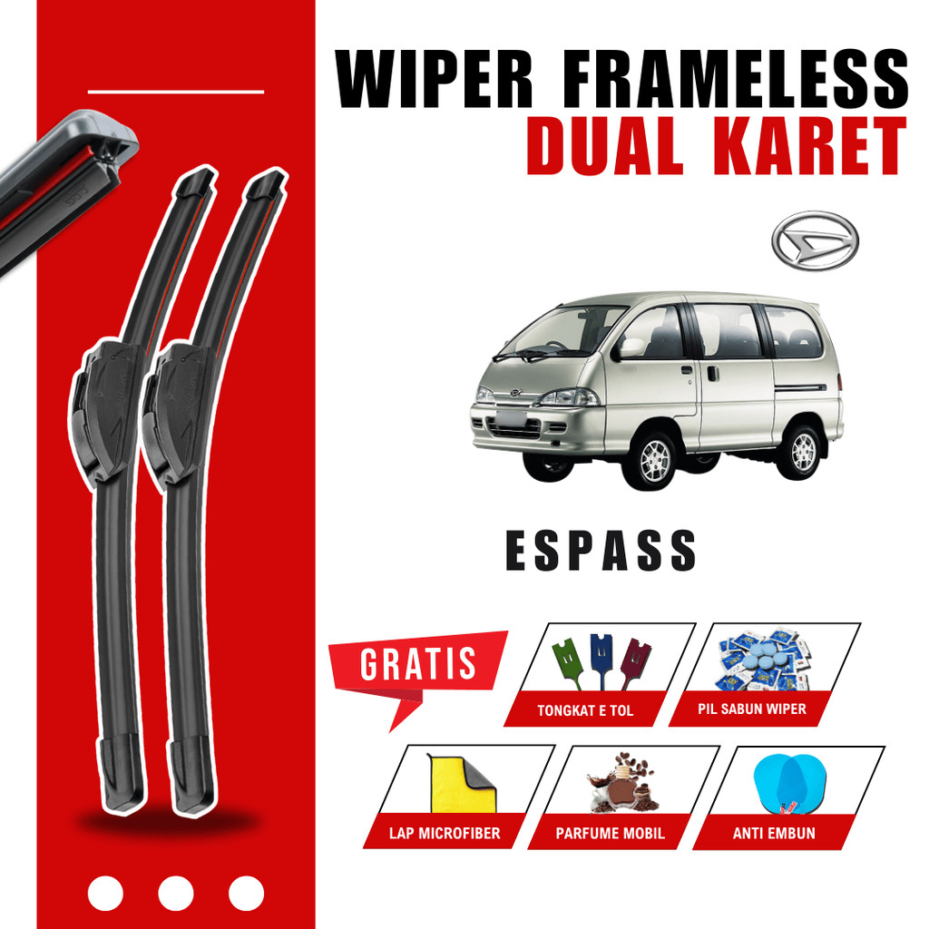 Wiper Daihatsu Espass Dual Kaca Depan Mobil Free 5 Bonus
