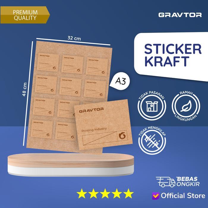 Cetak Stiker Label Kraft A3+ Kiss cut Sticker Kraft Samson