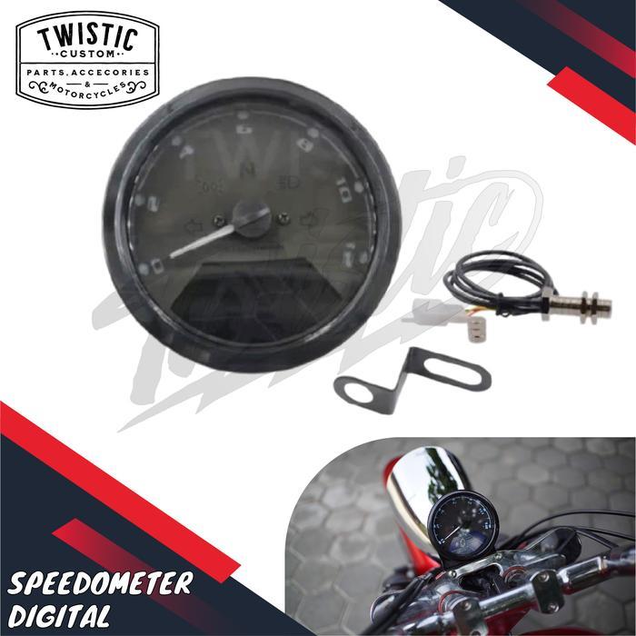 Speedometer Digital Bulat Universal Motor Kawasaki W175 Cb Caferacer