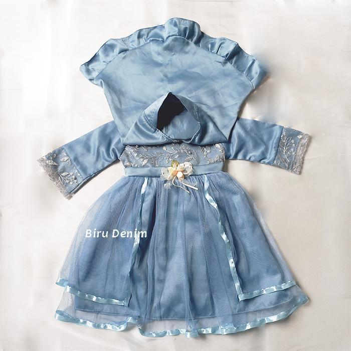 Ini Murah Baju Gamis Denim Anak Perempuan 1 2 Tahun Impor 2025 Baju Muslim Warna Biru Denim Dress